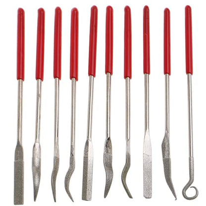 Diamond Coated Curved Needle Riffler File Set 10 Pieces Watch Jewelry Harmonica Glass Work Assorted Mini Metal Jewelers Wood Carving Craft Handy Files Alloy Lapidary Bent Ceramic Tools