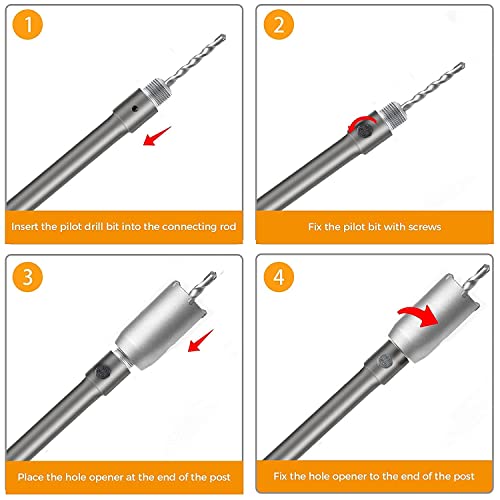 Concrete Hole Saw Set 9 Pcs SDS Plus SDS Max Shank for Concrete Brick Wall Cinder Block Pavement Stone 1-3/16 1-5/8 inch 2-1/2 inch 3-1/8 inch 4 inch Pilot Drill Bits drilax-tools
