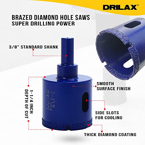 1-1/2 Inch Diamond Hole Saw Drill Bit Cobalt Series Vacuum Brazed
