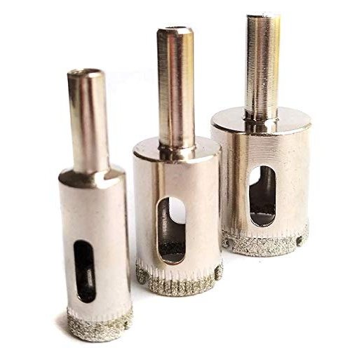 Drilax Diamond Drill Bit Set 1/2 0.5 3/4 0.75 1 inch Tile Saw Kit Ceramic Porcelain Glass Bottle Flower Pot Drain Hole 3 Pieces Pack