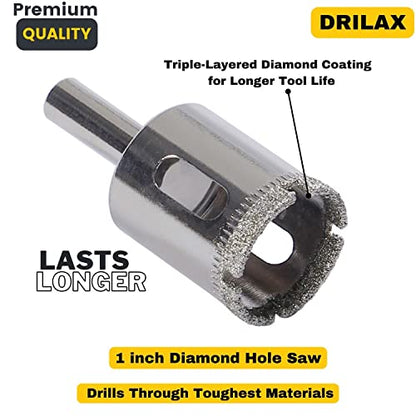 1 inch Diamond Drill Bit Hole Saw Set Pieces Ceramic Porcelain Tiles Granite Quartz 5 Pack