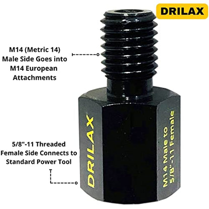 Angle Grinder Attachment Adapter 5/8 inch 11 Female to M14 Male 12,000 RPM Rated Wire Wheel Drill Adaptor Compatible with Dewalt, Makita, Milwaukee, Hitachi, Ryobi Tools