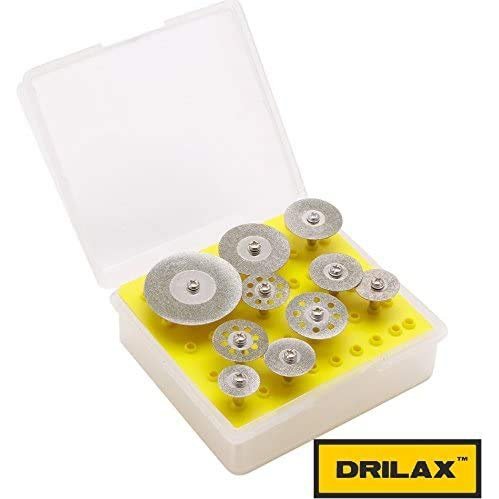 10 Pieces Diamond Coated Saw Cut Off Discs Set Wheel Blades 1/8 inch Shank Compatible with Dremel Rotary Tools