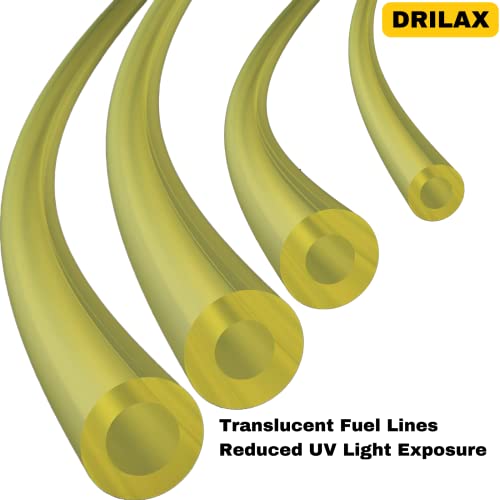 Drilax 4 Sizes Fuel Line Hose Tubing Set for Small Engines Chainsaws String Trimmers Weedeaters Blowers Compatible with Ryobi, Poulan, drilax-tools