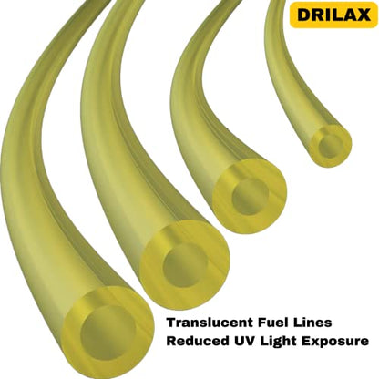 Drilax 4 Sizes Fuel Line Hose Tubing Set for Small Engines Chainsaws String Trimmers Weedeaters Blowers Compatible with Ryobi, Poulan, drilax-tools