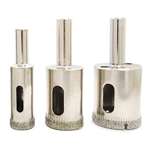 Diamond Hole Saw Drill Bit Set 3 Pieces Porcelain Ceramic Glass Tile Pot Drain Fish Tank Holes 1/2 0.5 3/4 0.75 1 Inch