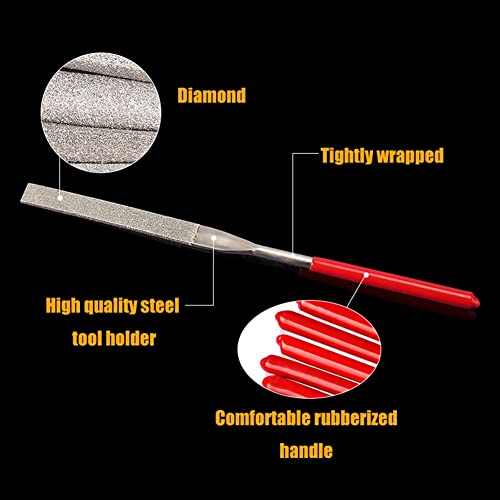 Drilax Diamond Coated Needle File Set 10 Pieces 5-1/2″ Long Sharpening Tool Kit Various Shapes