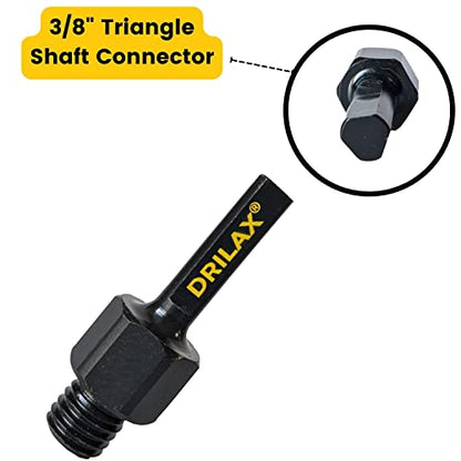 Drilax Core Drill Bit Arbor Adapter for Threaded Diamond Hole Saw 3/8" Triangle to 5/8" 11 Male Drill Sanding Attachment Arbor Shaft Adapter drilax-tools