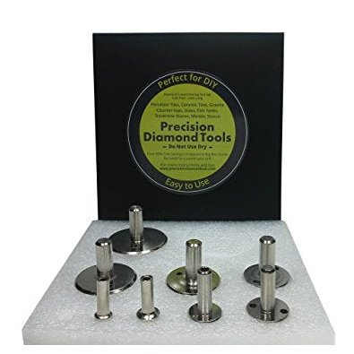 Diamond Drill Bit Saw 3/8, 1/2, 3/4, inch, 1-1/4, 1-3/8, 1-1/2, 1 3/4 Inch Ceramic, Porcelain, Glass, Quartz, Granite, Marble Drilling Hole Making Tile 8 PCS Set