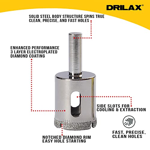 Diamond Hole Saw Drill Bit Set 3 Pieces Porcelain Ceramic Glass Tile Pot Drain Fish Tank Holes 1/2 0.5 3/4 0.75 1 Inch