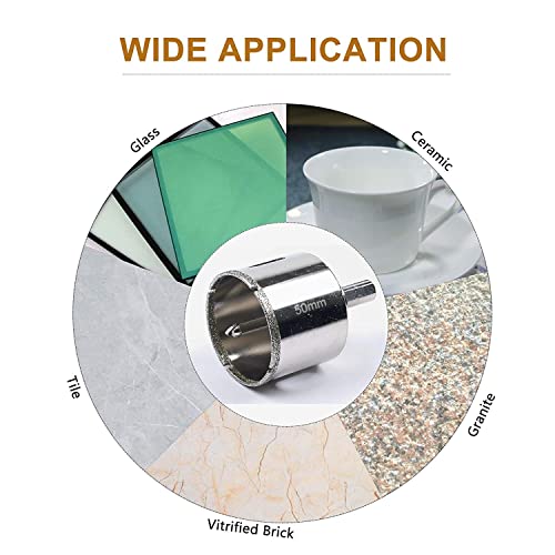 Drilax 2 Inch Diamond Drill Bit Tile Hole Saw Ceramic Porcelain Quartz Granite Kitchen Bathroom Shower Faucet Installation with Removable Center Pilot Drill Bit Locator Pin Locator drilax-tools