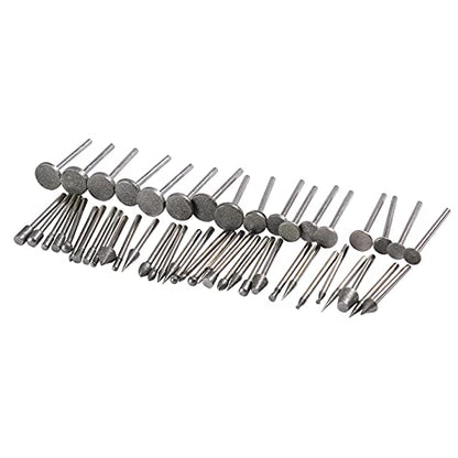 Drilax 50 Pieces Diamond Bit Burr Set Grit 120 Sea Glass for Crafts Rocks Marble Porcelain Hand Drill Jewelry Making Lapidary Engraving Compatible with Dremel Tool Accessories 1/8 Inch