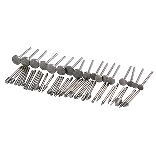 Drilax 50 Pieces Diamond Bit Burr Set Grit 120 Sea Glass for Crafts Rocks Marble Porcelain Hand Drill Jewelry Making Lapidary Engraving Compatible with Dremel Tool Accessories 1/8 Inch