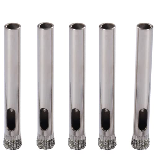 Drilax Diamond Drill Bit 1/4 Inch Ceramic Porcelain Tile Glass Bottle Granite Hole Saw 0.25 inch Five Pack