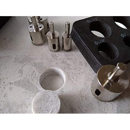Diamond Drill Bit Tile Hole Saw 3/4 1 inch, 1-1/4, 1-1/2, 1-3/4 Inch Ceramic Porcelain Glass Granite Quartz Insert Guide Included Tall Long 5 Pcs Set Drilax