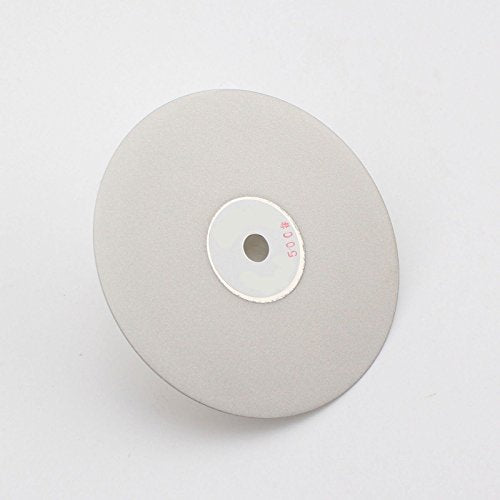 Drilax 6 inch Grit 500 Professional Quality High Density Diamond Coated Flat Lap Lapping Lapidary Wheel Disc Glass Jewelry Polishing Tool Grinding Sharpening Metal Back 1/2 Arbor Grit500
