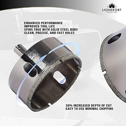 2-1/2 Inch Diamond Saw Ceramic Porcelain Tile Drill Bit Hole Cutter Quartz Granite Countertop Glass Floor Wall Tiles Drain Holes 2.5 inch