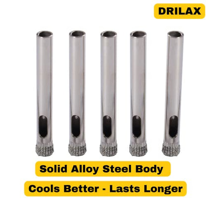 Drilax Diamond Drill Bit 1/4 Inch Ceramic Porcelain Tile Glass Bottle Granite Hole Saw 0.25 inch Five Pack