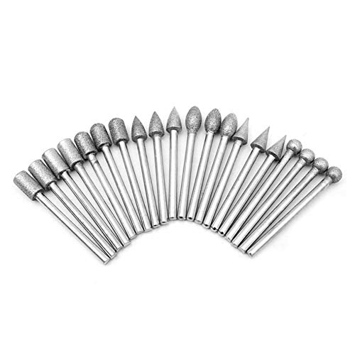 Diamond Grinding Burr Drill Bits Sets Compatible with Dremel Rotary Jewelry Making Tools 1/8 inch Shank 20 Pieces Set