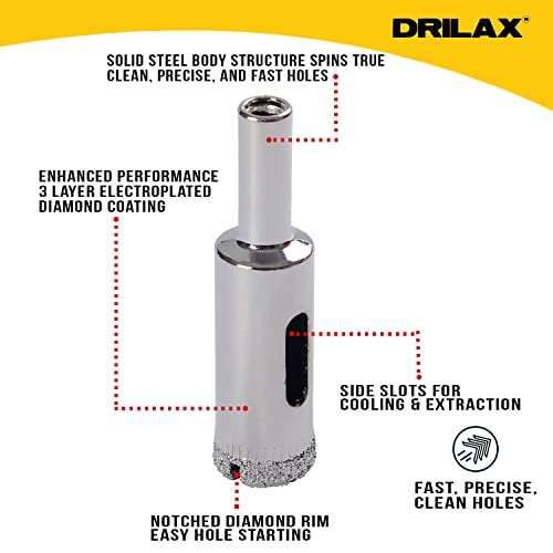 1/2 inch Diamond Drill Bit Ceramic Porcelain Tile Glass Bottle Quartz Granite Countertop RO Water Filter Faucet Hole 0.50 Inch Single Pack