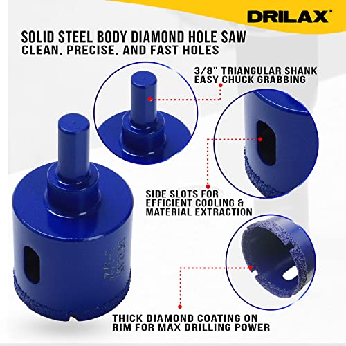 1-1/2 Inch Diamond Hole Saw Drill Bit Cobalt Series Vacuum Brazed