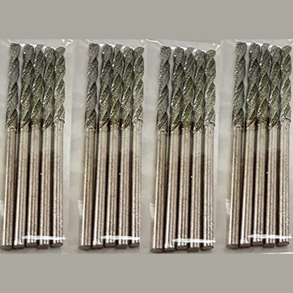 Diamond Drill Bit 2.5mm 20 Pieces Set Twist Tip Glass Drilling Making Jewelry Necklace Earrings Pendants Bracelets with Sea Shells Beach Rocks Ceramic Porcelain Gemstones drilax-tools