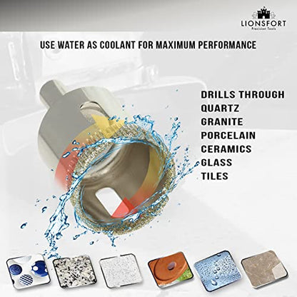 1 1/4 Inch Diamond Saw Ceramic Porcelain Tiles Quartz Granite Countertop Glass Bottle 1.25 Tile Drill Bit 1-1/4 inch Hole Cutter