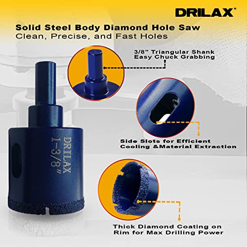 1-3/8 Inch Diamond Hole Saw Drill Bit Cobalt Series Vacuum Brazed