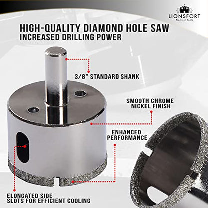 1 3/4 Inch Diamond Hole Saw Ceramic Porcelain Quartz Granite Countertop Glass Bottle Single Pack Tile Drill Bit 1-3/4 inch