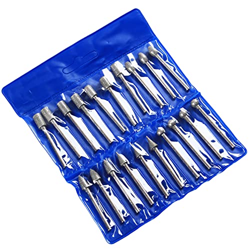 Diamond Grinding Burr Drill Bits Sets Compatible with Dremel Rotary Jewelry Making Tools 1/8 inch Shank 20 Pieces Set