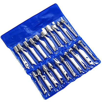 Diamond Grinding Burr Drill Bits Sets Compatible with Dremel Rotary Jewelry Making Tools 1/8 inch Shank 20 Pieces Set