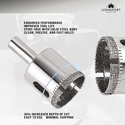 1 1/4 Inch Diamond Saw Ceramic Porcelain Tiles Quartz Granite Countertop Glass Bottle 1.25 Tile Drill Bit 1-1/4 inch Hole Cutter