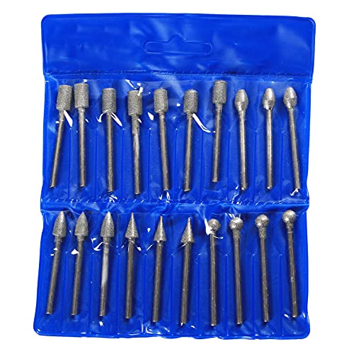 Diamond Grinding Burr Drill Bits Sets Compatible with Dremel Rotary Jewelry Making Tools 1/8 inch Shank 20 Pieces Set