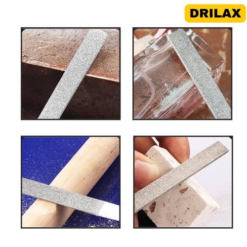 Diamond Coated File Set Grit 40 80 150 240 400 600 Flat, Wide and Heavy Weight Thick Blades Handles Professional Quality High Density Diamond Coating Glass Jewelry Tool Sharpening