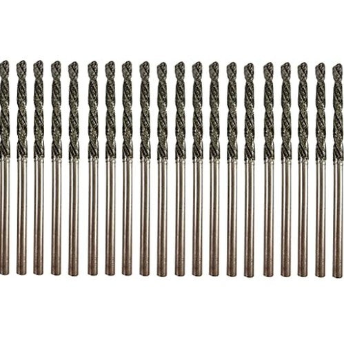 Diamond Drill Bit 2.5mm 20 Pieces Set Twist Tip Glass Drilling Making Jewelry Necklace Earrings Pendants Bracelets with Sea Shells Beach Rocks Ceramic Porcelain Gemstones drilax-tools