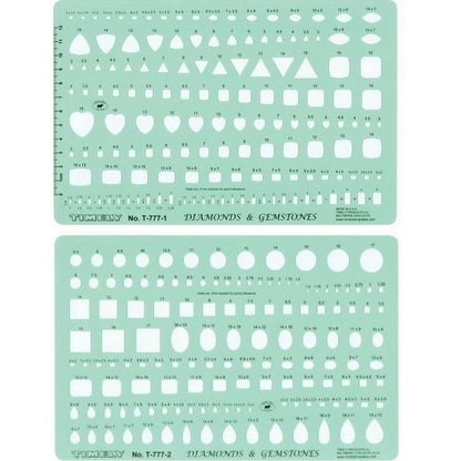 Timely Gemstone Template Set of 2 Contains 278 sizes of marquise, triangle, square, heart, round, oval, pear, and rectangle shapes drilax-tools