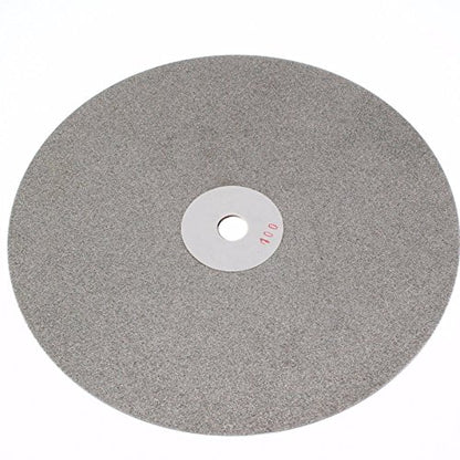 8 inch Diamond Disc Grit 100 Coated Flat Lap Lapping Lapidary Wheel Glass Jewelry Polishing Tool Grinding Sharpening Metal Back 1/2 Arbor