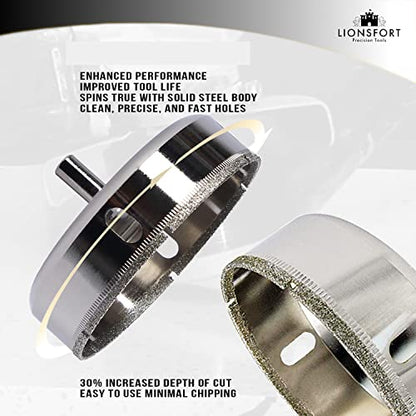 4 Inch Saw Drill Bit for Ceramic Porcelain Glass Tiles Quartz Granite Countertop Tile Hole Cutter Shower Valves Floor Drain Flanges Diamond Coated Rim