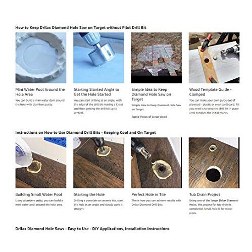 3-1/8 inch Diamond Hole Saw Drill Bit Ceramic Porcelain Tile Glass Marble Granite Quartz Cutting Tip Core 3 1/8 Single Pack