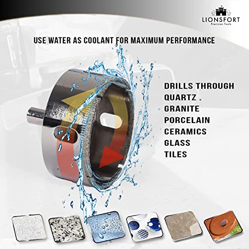 2-1/2 Inch Diamond Saw Ceramic Porcelain Tile Drill Bit Hole Cutter Quartz Granite Countertop Glass Floor Wall Tiles Drain Holes 2.5 inch