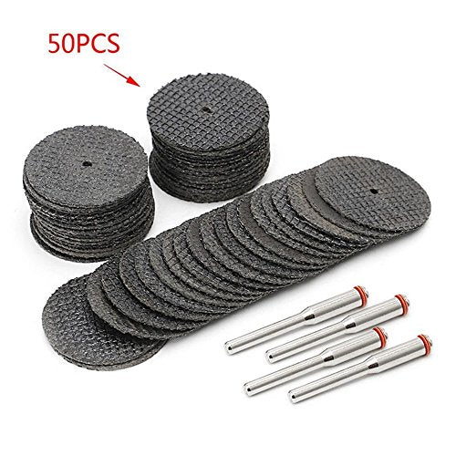Fiberglass Reinforced Cut-Off Wheels 50 Pieces 1 1/4 inch Diameter Abrasive Cutting Tool Disc 4 402 Mandrels Included Rotary Discs Compatible with Dremel 426 426b