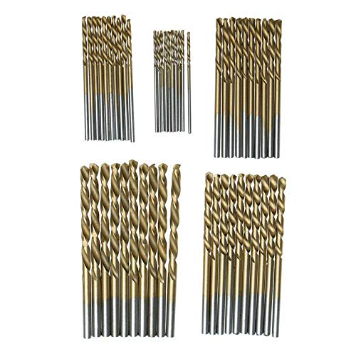 50 pcs Titanium Coated HSS Drill Bit Set | For Leather, Metal, Wood, Plastic