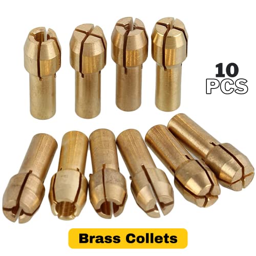 10 Pcs Brass Collet Set | Compatible with Dremel 480-483 | Multi-Size Options