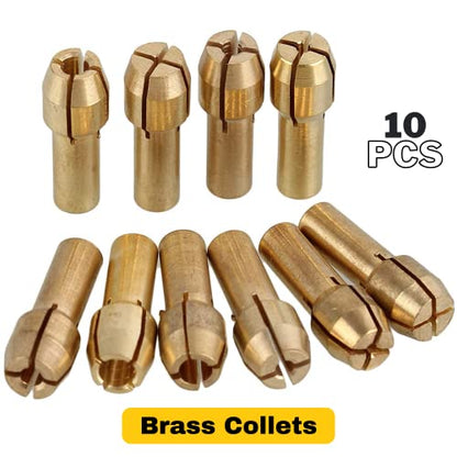 10 Pcs Brass Collet Set | Compatible with Dremel 480-483 | Multi-Size Options