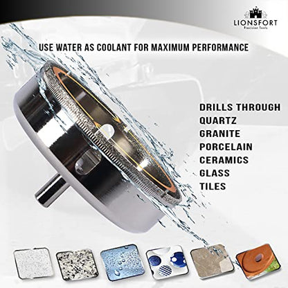 4 Inch Saw Drill Bit for Ceramic Porcelain Glass Tiles Quartz Granite Countertop Tile Hole Cutter Shower Valves Floor Drain Flanges Diamond Coated Rim