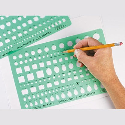 Timely Gemstone Template Set of 2 Contains 278 sizes of marquise, triangle, square, heart, round, oval, pear, and rectangle shapes drilax-tools