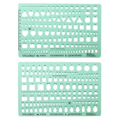 Timely Gemstone Template Set of 2 Contains 278 sizes of marquise, triangle, square, heart, round, oval, pear, and rectangle shapes drilax-tools