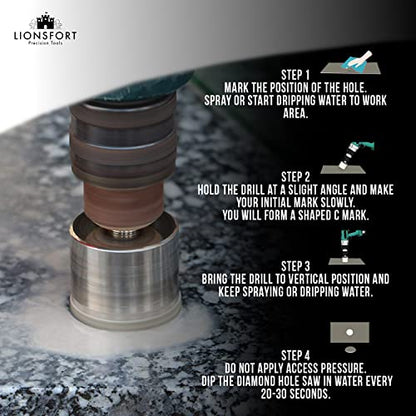 1 1/4 Inch Diamond Saw Ceramic Porcelain Tiles Quartz Granite Countertop Glass Bottle 1.25 Tile Drill Bit 1-1/4 inch Hole Cutter