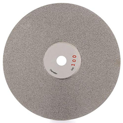 Drilax 6 inch Grit 100 Professional Quality High Density Diamond Coated Flat Lap Lapping Lapidary Wheel Disc Glass Jewelry Polishing Tool Grinding Sharpening Metal Back 1/2 Arbor Grit100