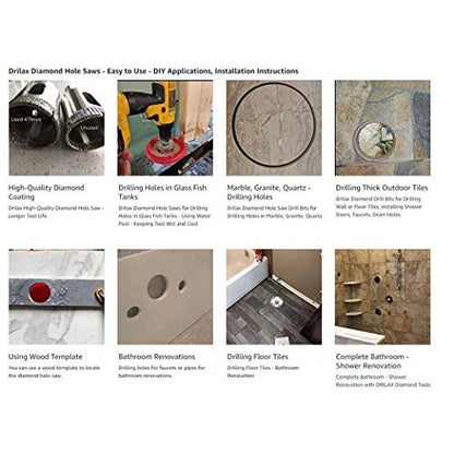 1/2 inch Diamond Drill Bit Ceramic Porcelain Tile Glass Bottle Quartz Granite Countertop RO Water Filter Faucet Hole 0.50 Inch Single Pack